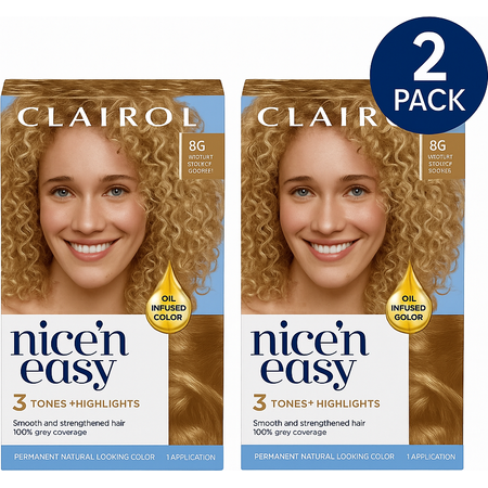 Clairol Nice'n Easy Hair Color 8G Medium Golden Blonde 2 Pack Oil Infused New