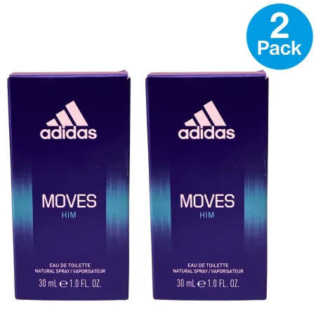 Adidas Moves Him For Men Eau De Toilette 1.0 oz (30ml) 2 Pack New