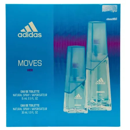 Adidas Moves for Her Eau de Toilette Gift Set – 0.5 oz + 1.0 oz – New