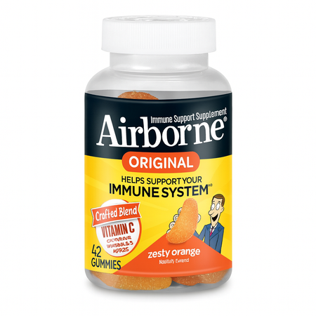 Airborne Original Immune Support Gummies Zesty Orange 42 Ct 1 Pack New