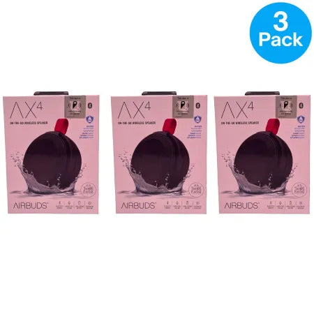 Airbuds AX4 Bluetooth waterproof wireless speakers 3 pack bundle in black