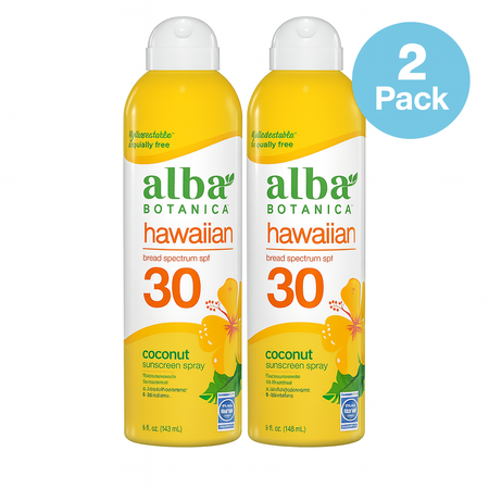 Alba Botanica SPF 30 Coconut Sunscreen Spray 5oz 2 Pack New 11/2025