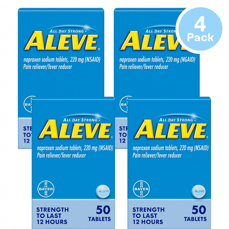Aleve 220mg 50 Tablets 4 Pack Pain Reliever/Fever Reducer - New