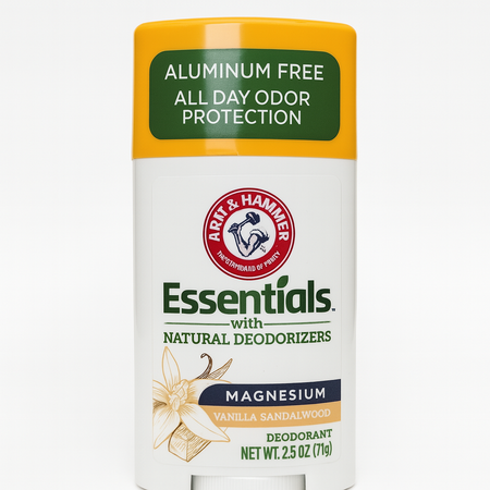 Arm & Hammer Essentials Magnesium Deodorant 2.5 oz stick pack on white background