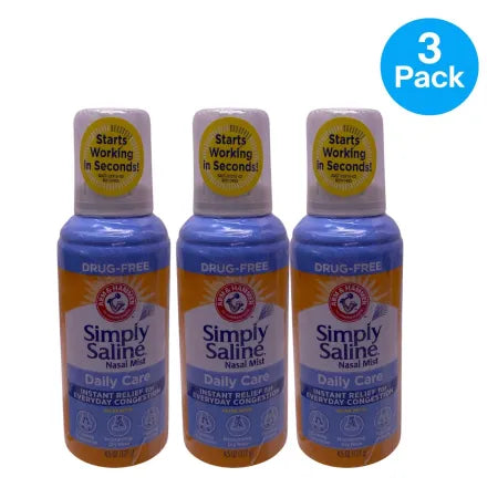 Arm & Hammer Simply Saline Nasal Mist 4.5 oz 3 Pack New