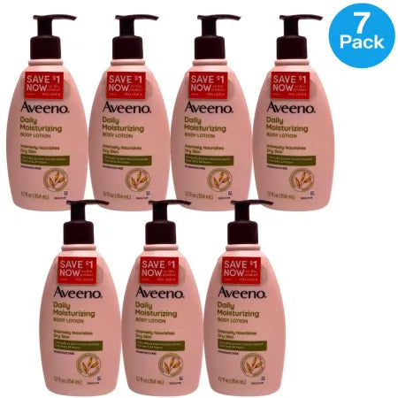Aveeno Daily Moisturizing Body Lotion 12oz Dry Skin Fragrance Free 7 Pack
