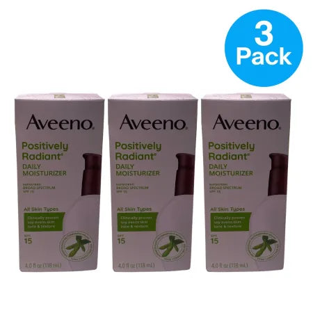 Aveeno Positively Radiant Daily Moisturizer SPF 15 Face Cream 4oz 3 Pack New
