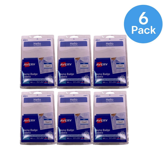 Avery Dennison name badge labels 2.33x3.38 inches 6 pack white identification labels