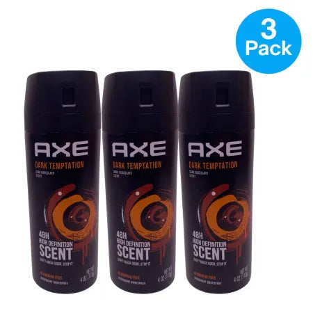 Axe Dark Temptation Body Spray 4 oz 3 Pack - Men's Deodorant Fragrance