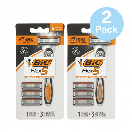 BIC Flex 5 Razor 1 Handle + 3 Cartridges 2 Pack New