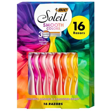 BIC Soleil Smooth Colors Women's Razors 16 Count Pack New