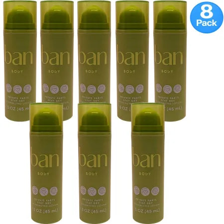 Ban Body Private Parts Stay Dry Deodorizing Lotion 1.5oz Talc Free 8 Pack