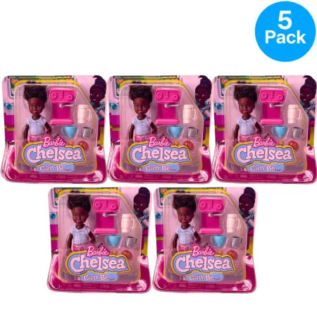 Barbie Chelsea Can Be Barista Doll Playset 5 Pack with accessories and coffee shop themed pieces
