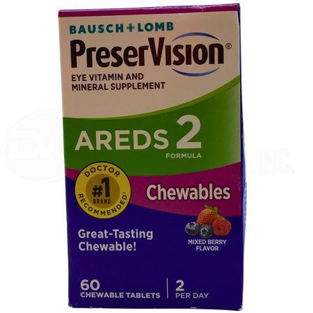 Bausch + Lomb PreserVision AREDS 2 Chewables 60 Tablets Mixed Berry Flavor 03/20