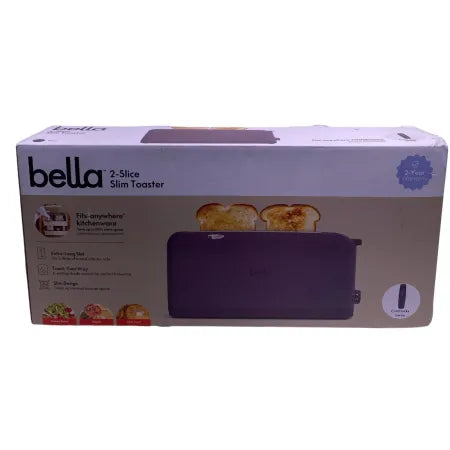 Bella 2-Slice Slim Toaster Fits-Anywhere Kitchenware 1 Pack NEW (Box Damaged)