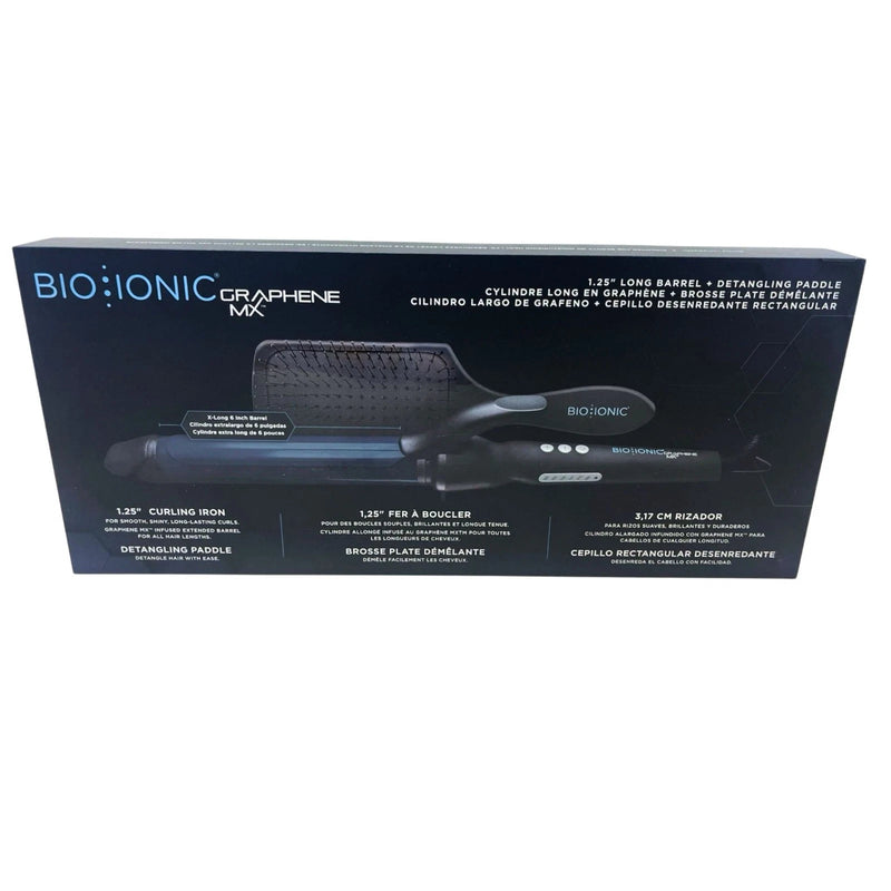 Bio Ionic GrapheneMX 1.25" Curling Iron & Brush Kit New
