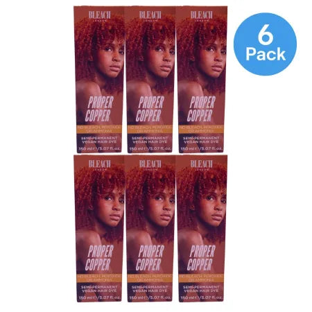 Bleach London Proper Copper Semi-Permanent Vegan Hair Dye 150ml bottles in 6 pack bundle