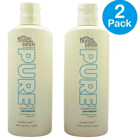 Bondi Sands Pure Self Tan Foaming Water Light/Medium 200mL 2 Pack Hyaluronic C 1