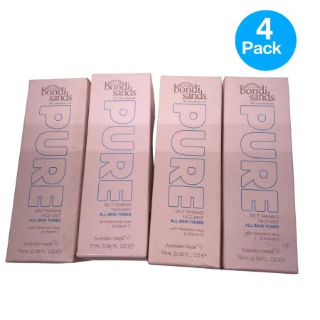Bondi Sands Pure Self Tanning Face Mist 70mL 4 Pack New - Lightweight bronzing spray for natural self tan
