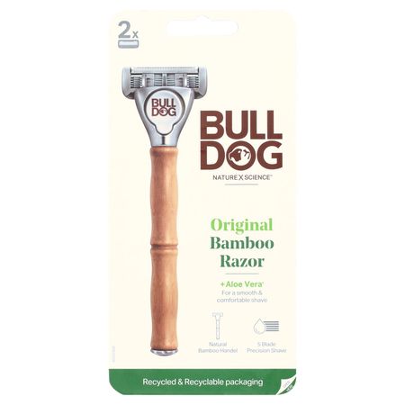 Bulldog Original Bamboo Men's 5-Blade Razor Handle Plus 2 Razor Blade Refills