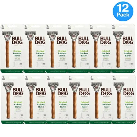 Bulldog Original Bamboo Razor 2-Blade + Aloe Vera 12 Pack - New