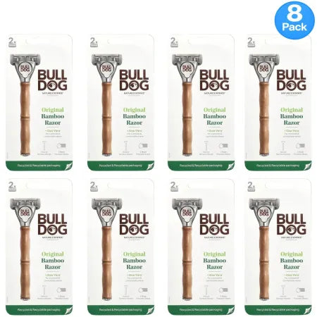Bulldog Original Bamboo Razor 2-Blade with Aloe Vera 8 Pack