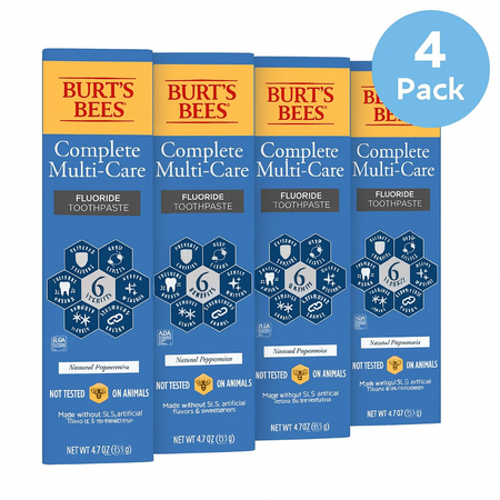 Burt’s Bees Complete Multi-Care Fluoride Toothpaste 4.7 oz 4 Pack New