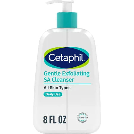 CETAPHIL Gentle Exfoliating SA Cleanser, Foaming Gel Cleanser with Salicylic Acid for All Skin Types, 8 Fl Oz