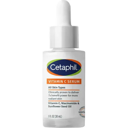 CETAPHIL Vitamin C Serum, Lightweight Serum for All Skin Types, 1 fl oz, Vitamin C, Niacinamide & Sunflower Seed Oil