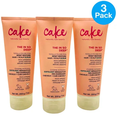 Cake Beauty In So Deep Hair and Scalp Scrub 7oz bottles 3 pack product display
