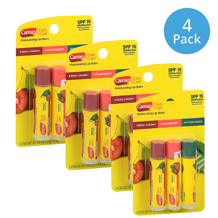 Carmex SPF 15 Lip Balm 3ct Variety - 4 Pack - New