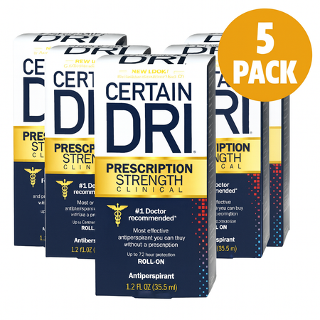 Certain Dri Clinical Roll-On Antiperspirant 1.2oz 5 Pack Rx Strength New