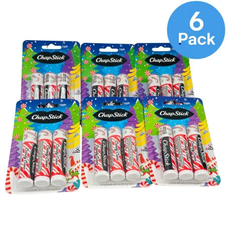 ChapStick Candy Cane Lip Balm 0.15 oz 6 Pack box with festive red and white packaging