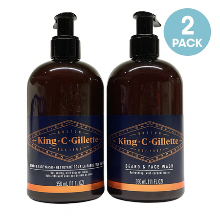 King C Gillette Beard & Face Wash - 11 fl oz Coconut Water (2PACK)