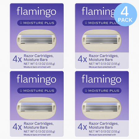 Flamingo Razor Cartridges Moisture Plus Aloe Coconut Shea 4 Count Pack