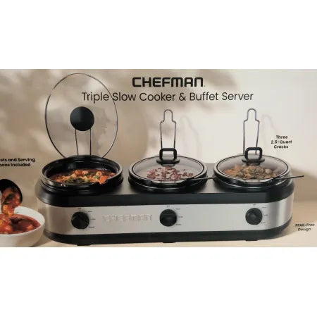 Chefman Triple Slow Cooker & Buffet Server