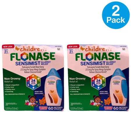 Children's Flonase Sensimist 0.2 oz 2 Pack nasal spray bottles for allergy relief