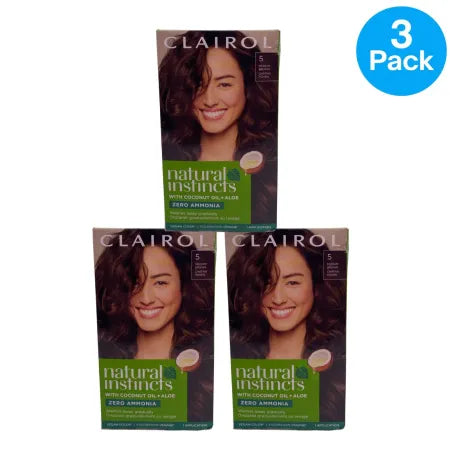 Clairol Natural Instincts 5 Medium Brown Hair Color 3 Pack New