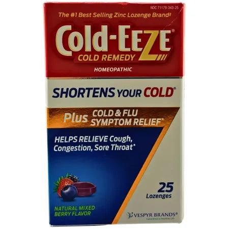 Cold-Eeze Cold Remedy Natural Mixed Berry 25 Lozenges New