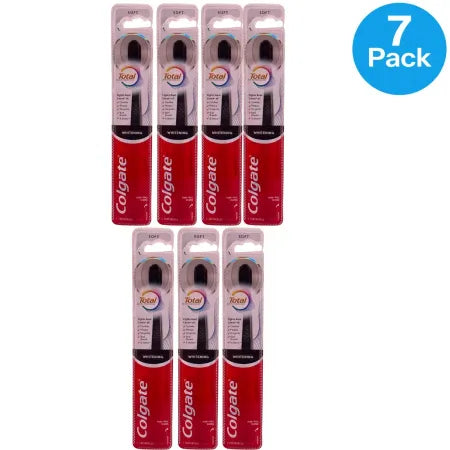 Colgate Total Whitening Soft Toothbrush 7 Pack in Black - Gentle Bristles for Effective Cleaning
