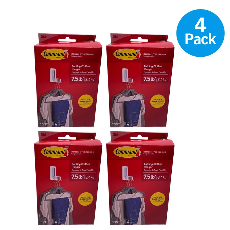 Command Folding Clothes Hanger 7.5lb 4 Pack New