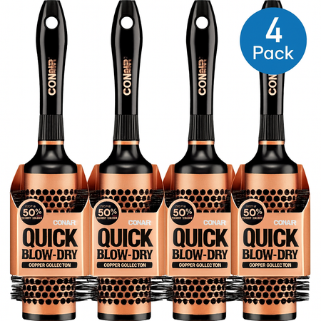Conair Quick Blow-Dry Round Brush Copper Collection 4 Pack New