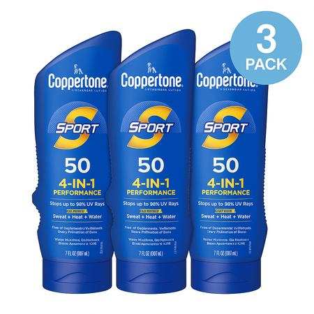 Coppertone Sport Sunscreen Lotion SPF 50 7oz 3 Pack Exp 02/2026 New