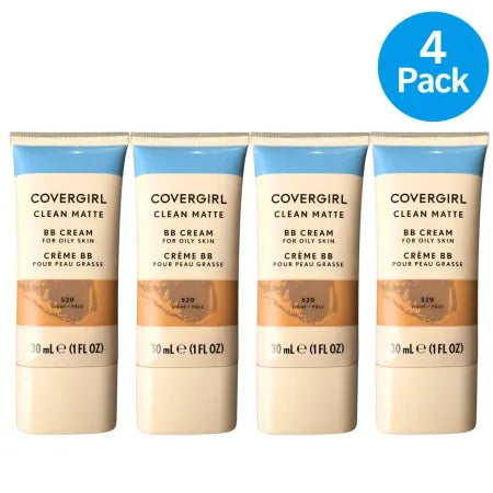CoverGirl Clean Matte BB Cream 30mL 520 Light/Pale 4 Pack New
