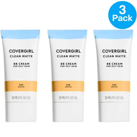 CoverGirl Clean Matte BB Cream 540 Medium 30mL 3 Pack New
