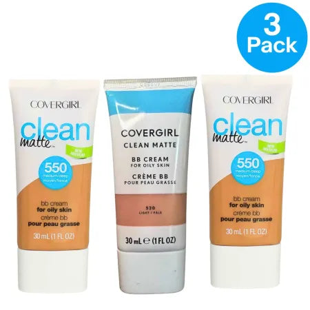 CoverGirl Clean Matte BB Cream 550 Medium/Deep 30mL 3 Pack New