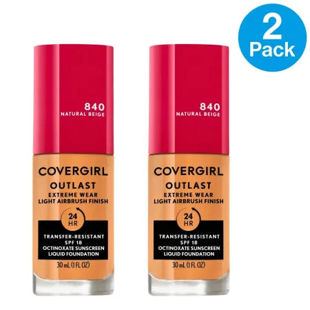 CoverGirl Outlast 840 Natural Beige SPF18 1oz 2 Pack New Exp:06/2026