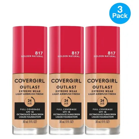 Covergirl Outlast Extreme Wear 817 Golden Natural 3 Pack New