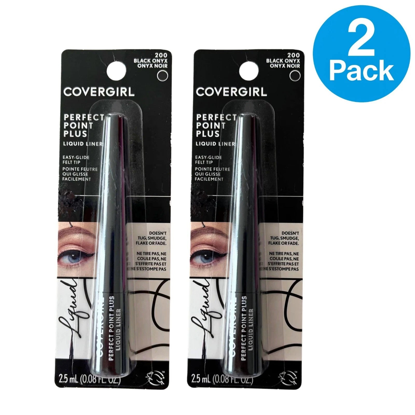 Covergirl Perfect Point Plus Liquid Liner 0.08oz #200 Black Onyx 2 Pack New