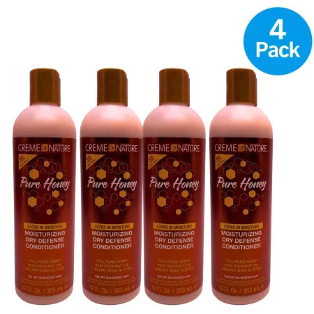 Creme of Nature Pure Honey Moisturizing Dry Defense Conditioner 12oz bottles 4 pack for dry hair care